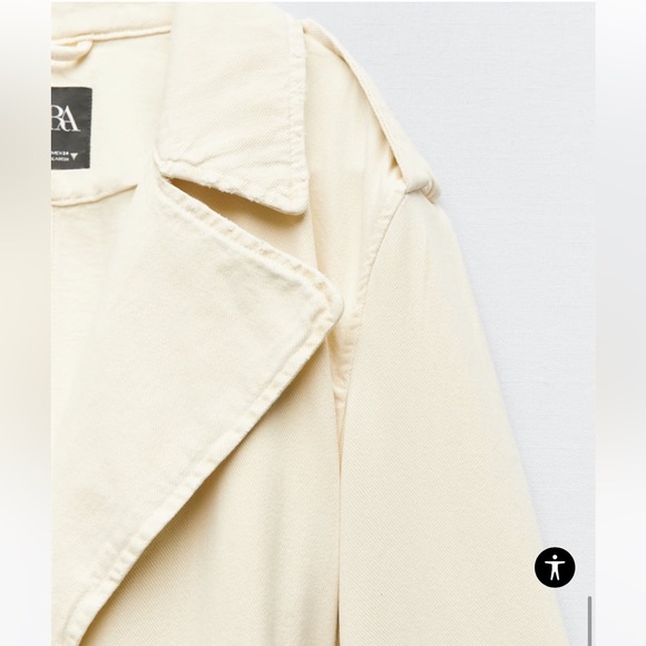 Zara Belted Cotton Topcoat in soft cream size S - Picture 5 of 9